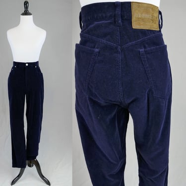 90s Dark Blue Velveteen Pants - 30 waist - Relaxed Tapered - Liz Claiborne Lizwear - Vintage 1990s - 31" inseam 