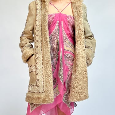 Sand Suede Embroidered Coat (M)