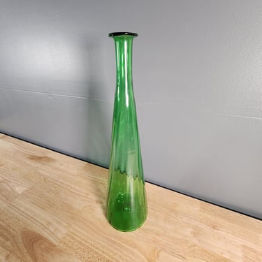 Large Green Glass Italian Decanter Vase 19" Tall 