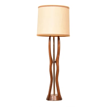 Sculptural MCM Table Lamp in Walnut