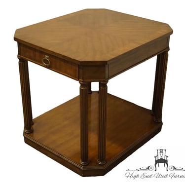 High End Vintage Bookmatched Walnut Italian Provincial 23x27" Accent End Table 7078-400 