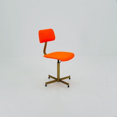 Mid century Industrial German Desk Chair with Orange Upholstery 1980s 