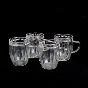 Vintage Set of 4 Schott Mainz Jena Glas Glass Mugs Cups 