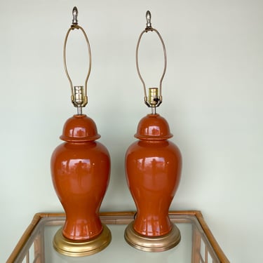 Pair of Ceramic Pumpkin Spice Ginger Jar Lamps