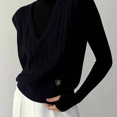 Vintage Escada Navy Crest Knit Vest