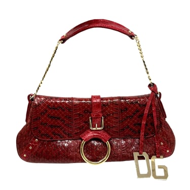 Dolce & Gabbana Red Snakeskin Shoulder Bag