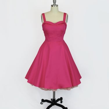 Hot Pink Vintage Inspired Strap Dress/ Rockabilly, Sweetheart Pin-up Picnic Dress w/Pockets XS-3XL 