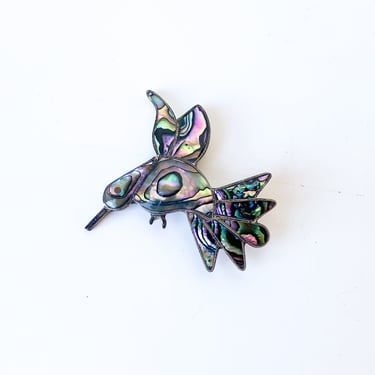 Hummingbird Abalone Brooch