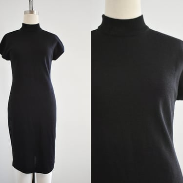 1990s Liz Claiborne Black Sweater Dress 