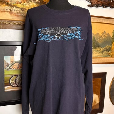 Vintage Harley Davidson Long Sleeve Tshirt Ghost Flames 