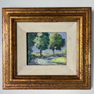 Vintage Impressionist  Abstract Landscape Oil Painting, Framed 