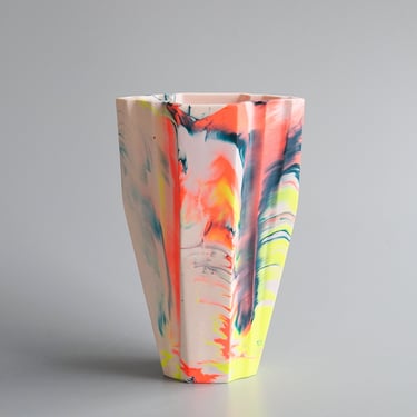 Misshandled: Marbled Deco Vase in Coral & Lilac