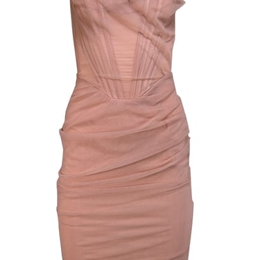 House of CB - Mauve Pink Tulle Strapless Mini Dress Sz S