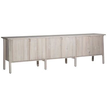 109” Reclaimed Sideboard 6 Door with Light grey wash finish and natural sealed finish from Terra Nova Designs Los Angeles 