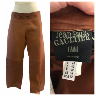 Vintage Jean Paul Gaultier Femme Brown Leather Pants 