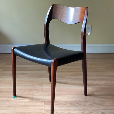 Chair B, ONE Moller Model #71 Dining Side Chair B, in Rosewood and Black Leather, side chair, desk chair, bedroom chair 