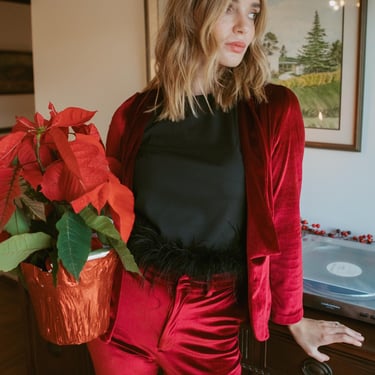 Oxblood Velvet Blazer 