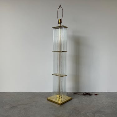 1980's Vintage Gaetano Sciolari Brass & Glass Rods Floor Lamp for Lightolier 