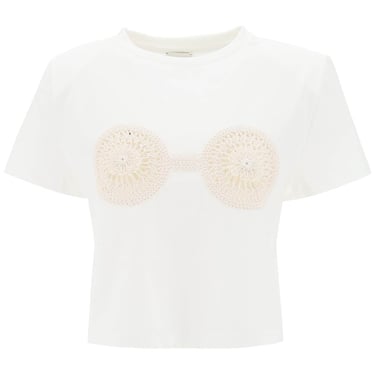 Magda Butrym Cropped T-Shirt With Crochet Insert Women