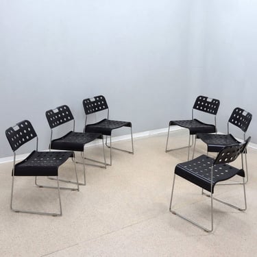 Omstack vintage metal chairs BIEFFEPLAST 1970s, set of 6 