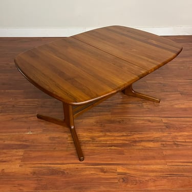 Danish Modern Solid Teak Dining Table with Leaf