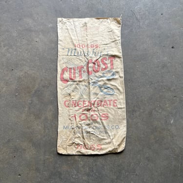 Vintage Cut Cost 100 lbs Hog Feed Sack Burlington, WI 