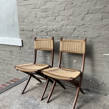 Pair of Wegner Style Rope Chairs