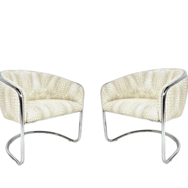 #1627 Pair of Thonet Club Tub Chairs in Faux Crocodile