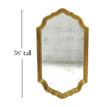 Solid Brass Hollywood Regency Mirror 21x38” tall