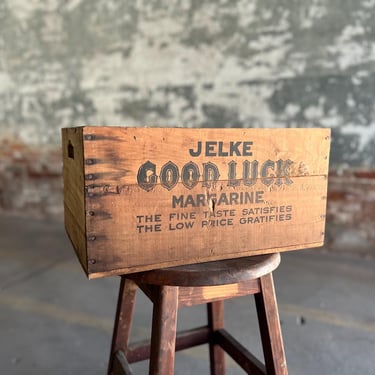 Antique Jelke Good Luck Margarine Wood Crate 