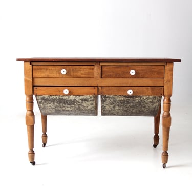 antique baker's table, flour bin table 