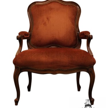 HIGH END French Provincial Red Upholstered Accent Arm Chair 