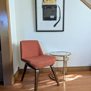 Cool Orange Upholstered MCM Style Bentwood Chair