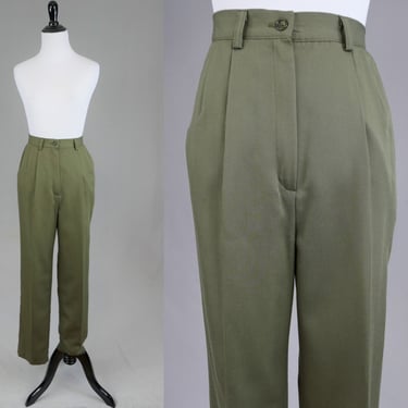 90s Muted Dark Green Pants - 29" waist - Pleated - High Rise - Lucia - Vintage 1990s Trousers - M - 29" inseam 