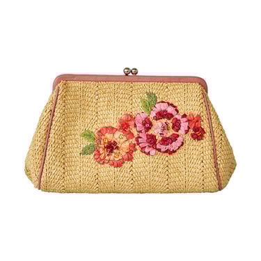 Dior Rafia Floral Beaded Clutch