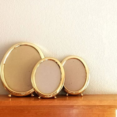 set 3 vintage brass oval picture frames for 8x10 and 5x7 