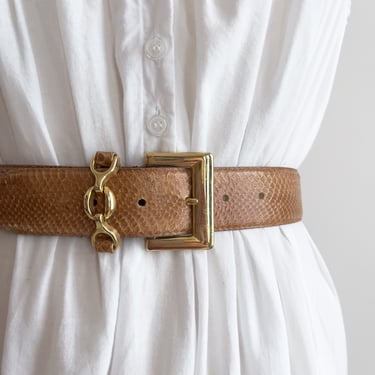 brown snakeskin belt 80s 90s vintage Jana tan snake leather statement belt 