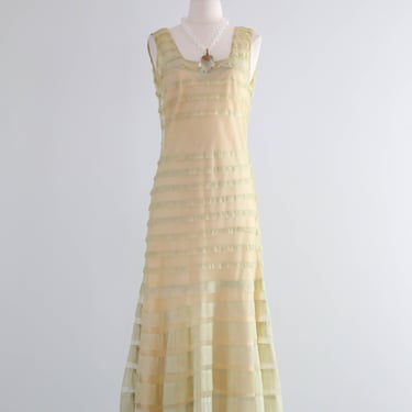 Stunning 1930's Summer Lawn Net Evening Gown / Medium