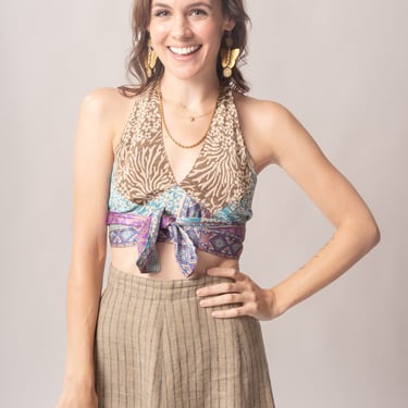 Reversible Silk Sari Halter Top