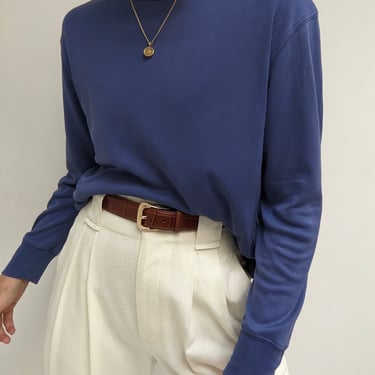 Vintage Periwinkle Thin Silk Mock Neck