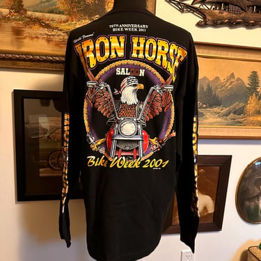 Vintage Iron Horse Saloon Long Sleeve Henley 