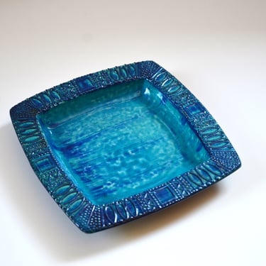 West German Art Pottery Bowl in Blue with Raised Designs, by Bay Keramik, 473 