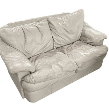 Cream Leather Loveseat