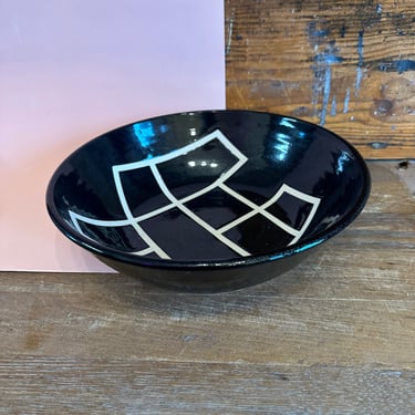Serving Bowl - Black with white shapes 