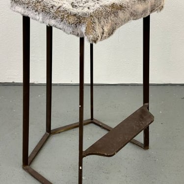 Cast Iron Bar Stool with Fur Seat