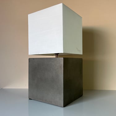 Modern Concrete Cube Table Lamp W/ Shade 
