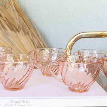 Set of 6 Vintage Rosalind Blush Pink Tea Glasses, Arcoroc Made in France Glassware, Vintage Tea Cup 