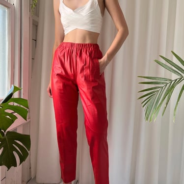 90s Red Leather Pants