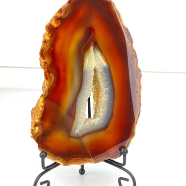 Thick Agate Geode Slab Slice Crystal Druzy Carnelian 1.07 lb Brazilian 020 