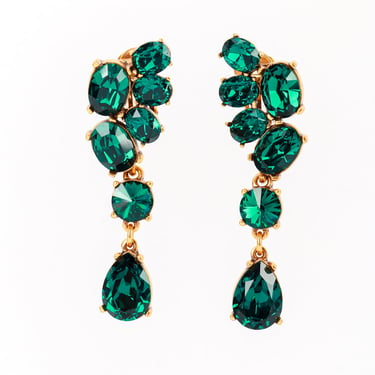 Emerald Gem Cluster Drop Earrings